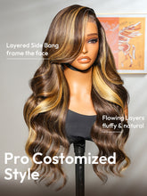 Glueless Honey Blonde Highlight Wigs Loose Body Wave Wigs 13x6 Lace Front Human Hair Wigs